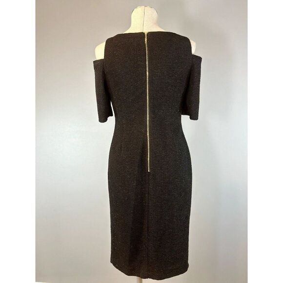 Eliza J Cold Shoulder Sparkle Knit Sheath Dress in Black Size 4 - Picture 5 of 8